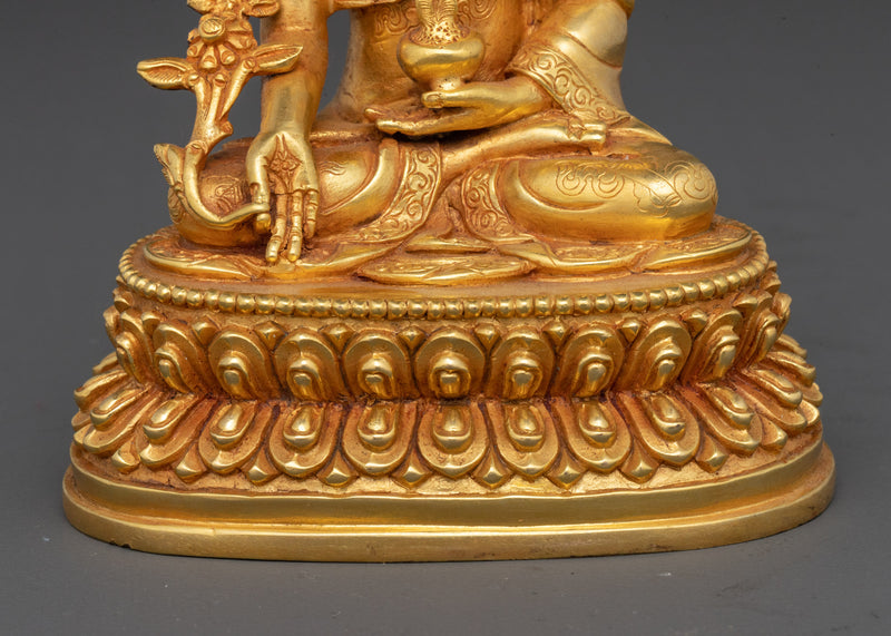 Medicine Buddha for Shrine | Handcrafted 24K Gold Gilded Statue