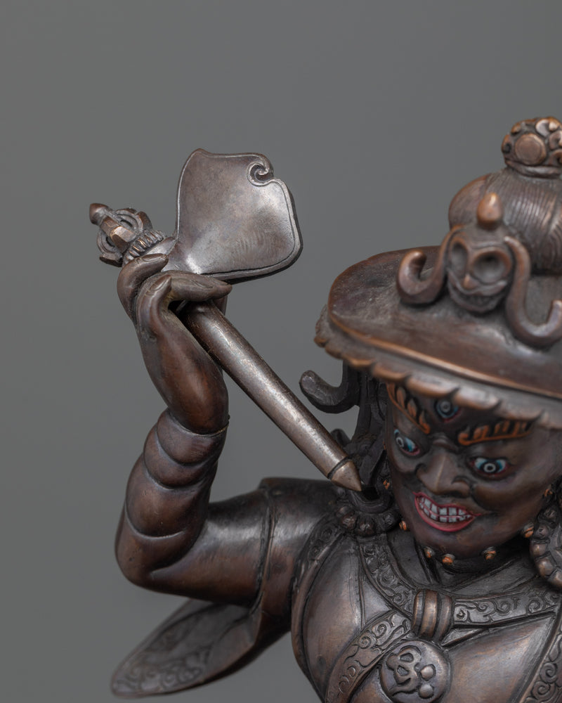 Damchen Garwa Nagpo Statue | Handcrafted Oxidized Copper Deity