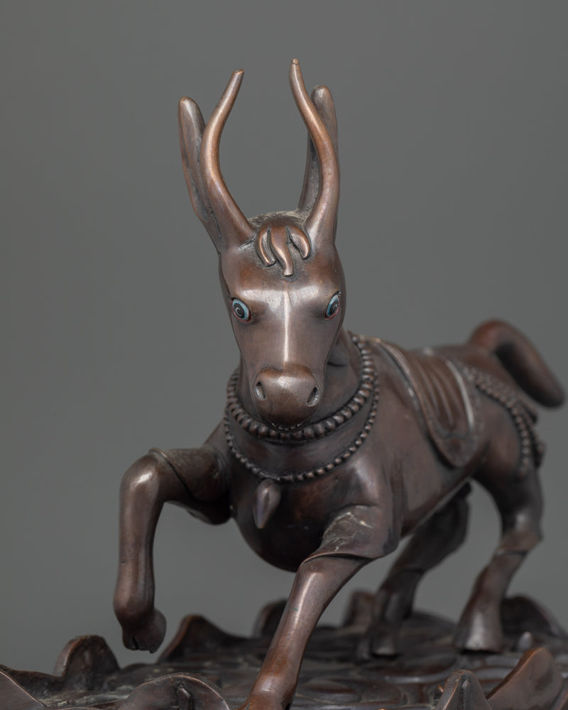 Damchen Garwa Nagpo Statue | Handcrafted Oxidized Copper Deity