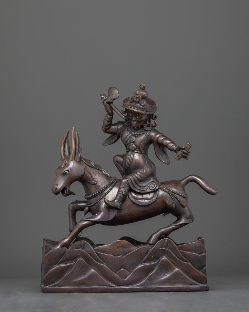 Damchen Garwa Nagpo Statue | Handcrafted Oxidized Copper Deity