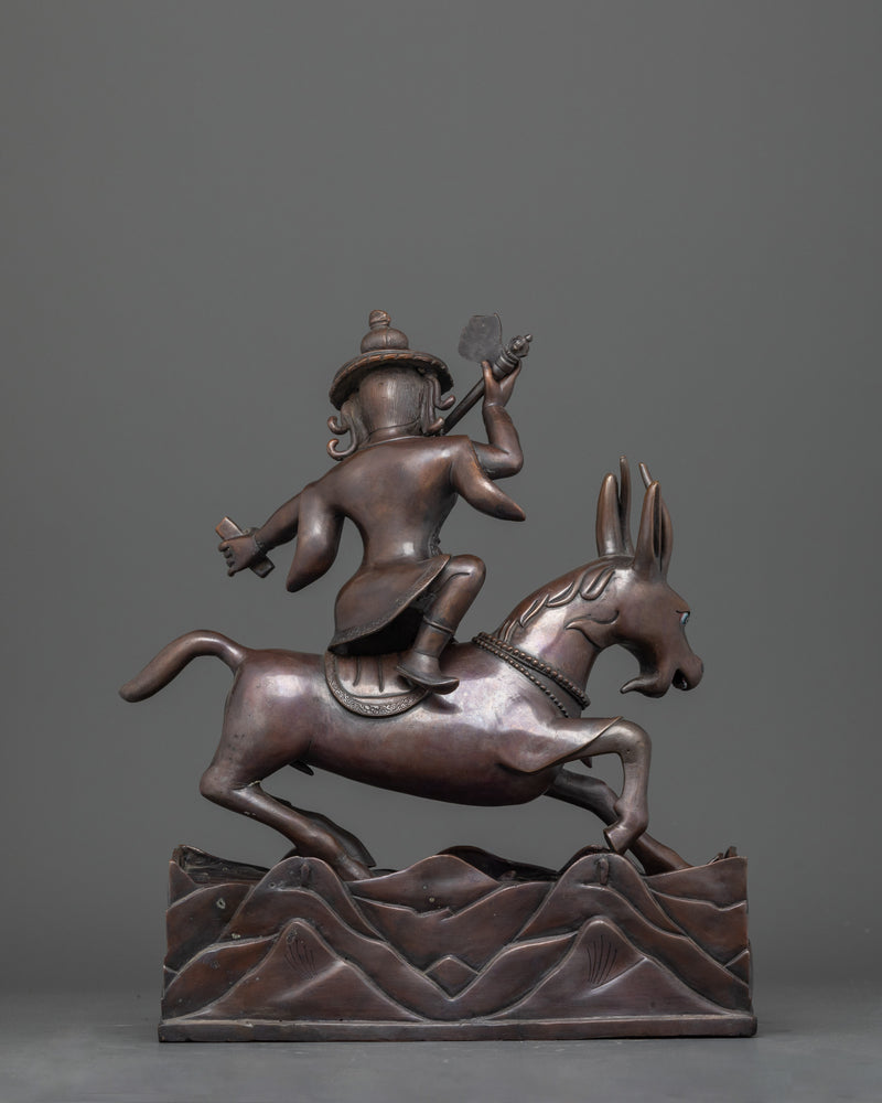 Damchen Garwa Nagpo Statue | Handcrafted Oxidized Copper Deity