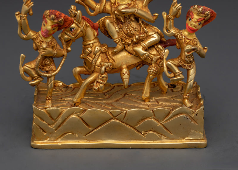 24K Gold Gilded Palden Lhamo Figurine | Tibetan Protector Deity