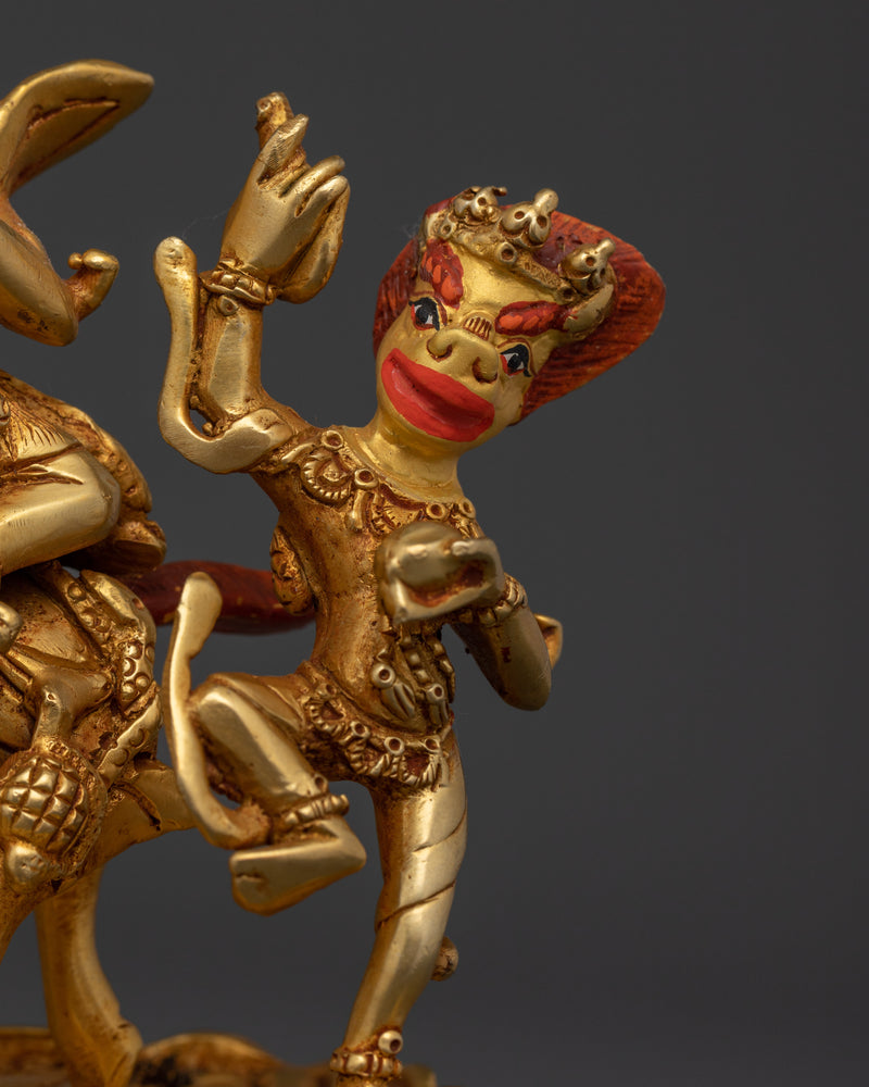 24K Gold Gilded Palden Lhamo Figurine | Tibetan Protector Deity