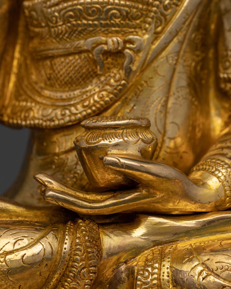 Tranquil Buddha Shakyamuni Statue | 24K Gold Gilded Copper Sculpture