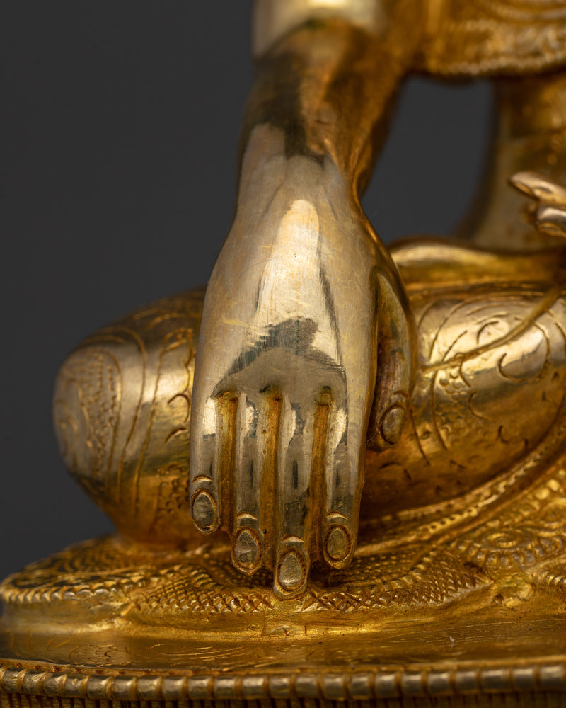 Tranquil Buddha Shakyamuni Statue | 24K Gold Gilded Copper Sculpture