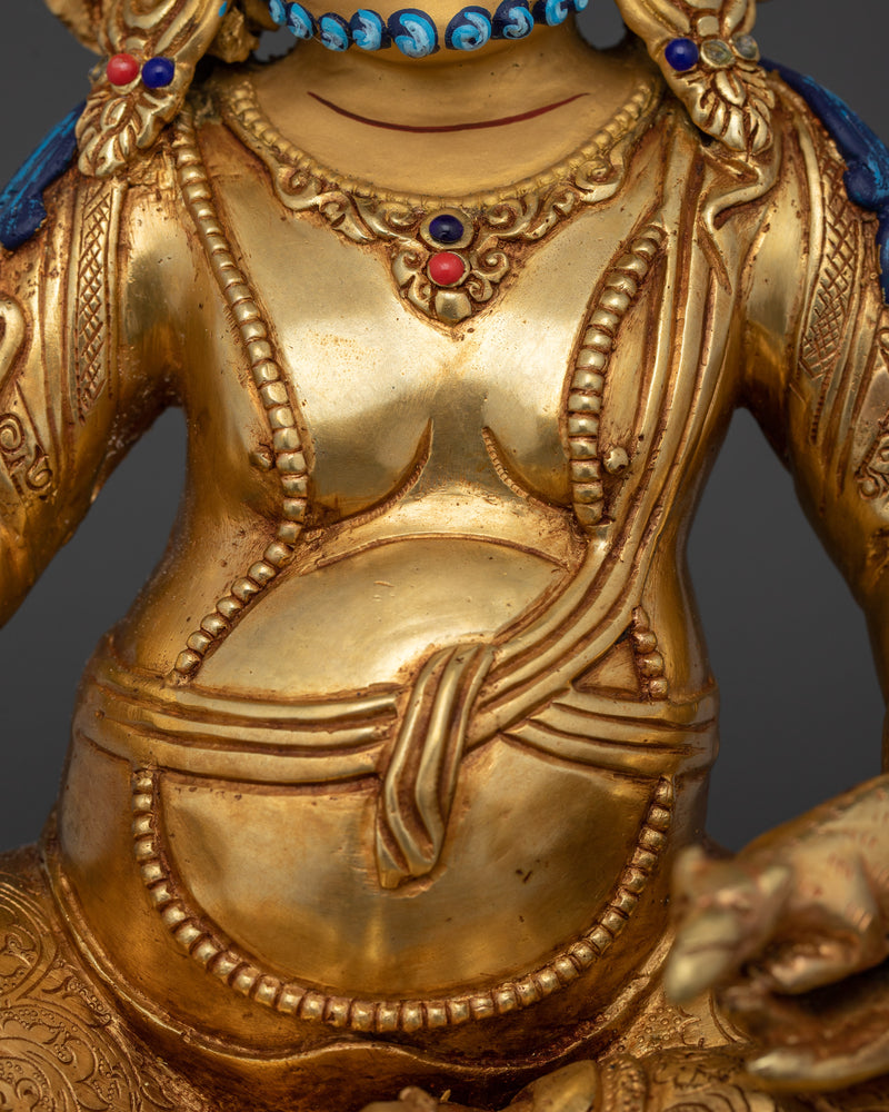 Dzambhala Wealth Deity Statue | 24K Gold Gilded Copper Sculpture