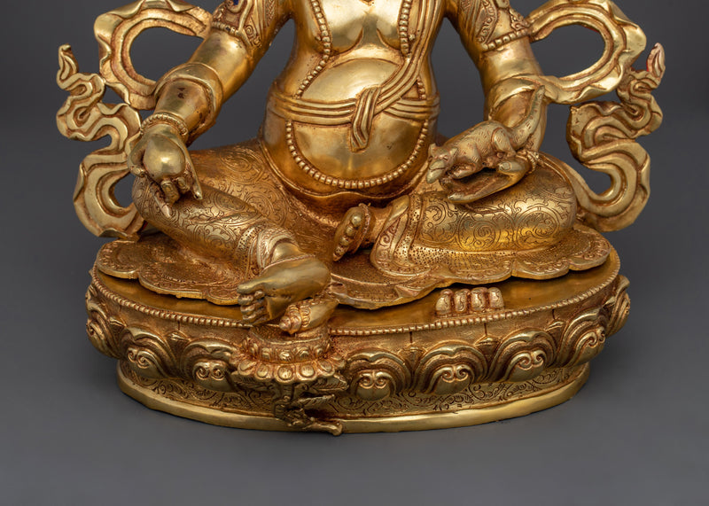 Dzambhala Wealth Deity Statue | 24K Gold Gilded Copper Sculpture