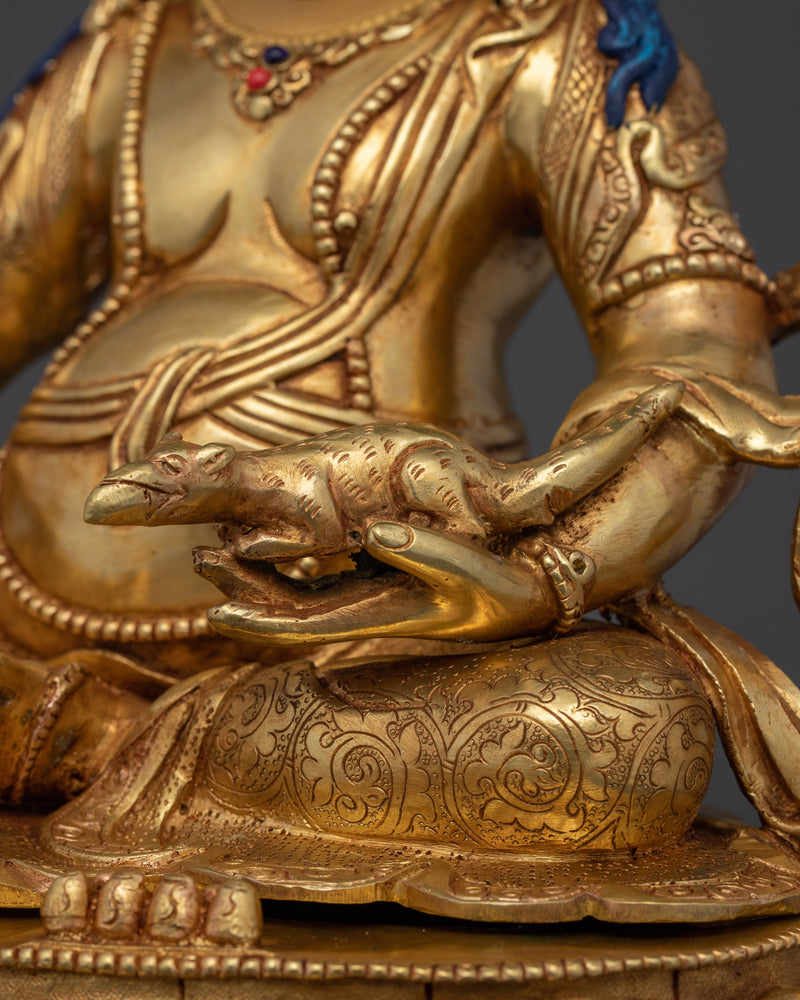 Dzambhala Wealth Deity Statue | 24K Gold Gilded Copper Sculpture