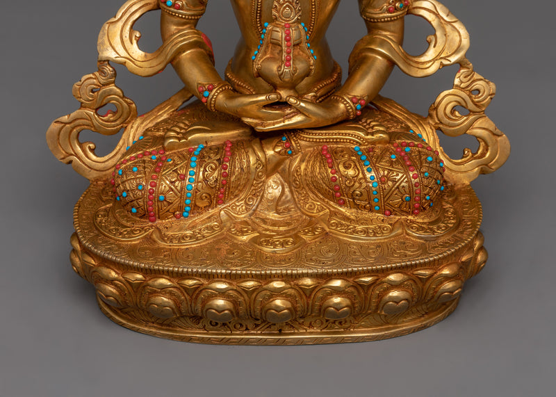 Amitayus Deity of Long Life | 24K Gold Gilded Copper Statue