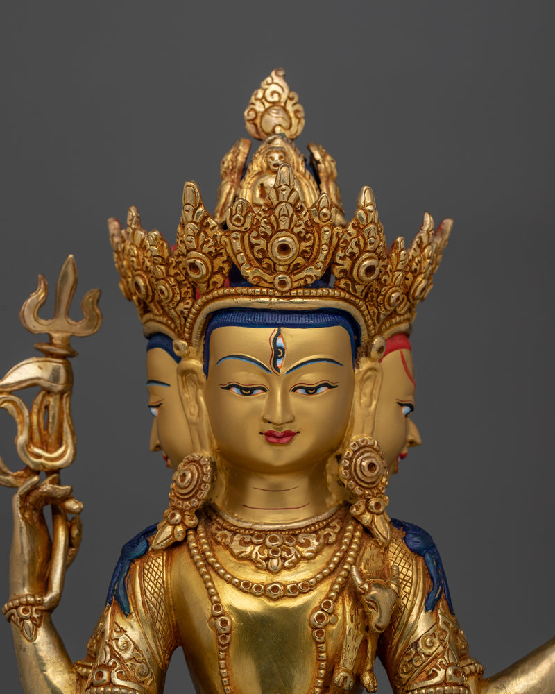 Sacred Amoghapasha and Jigme Lingpa | 24K Gold Gilded Copper Statue