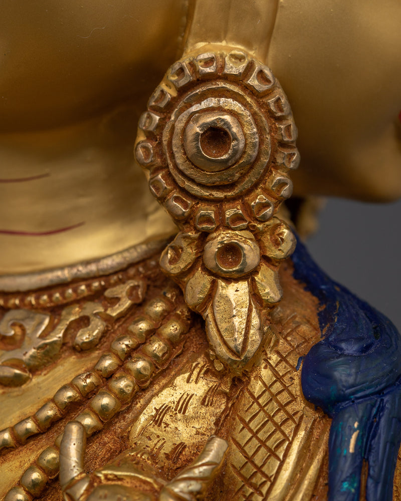 Spiritual Amoghapasha Statue | 24K Gold Gilded Copper Body