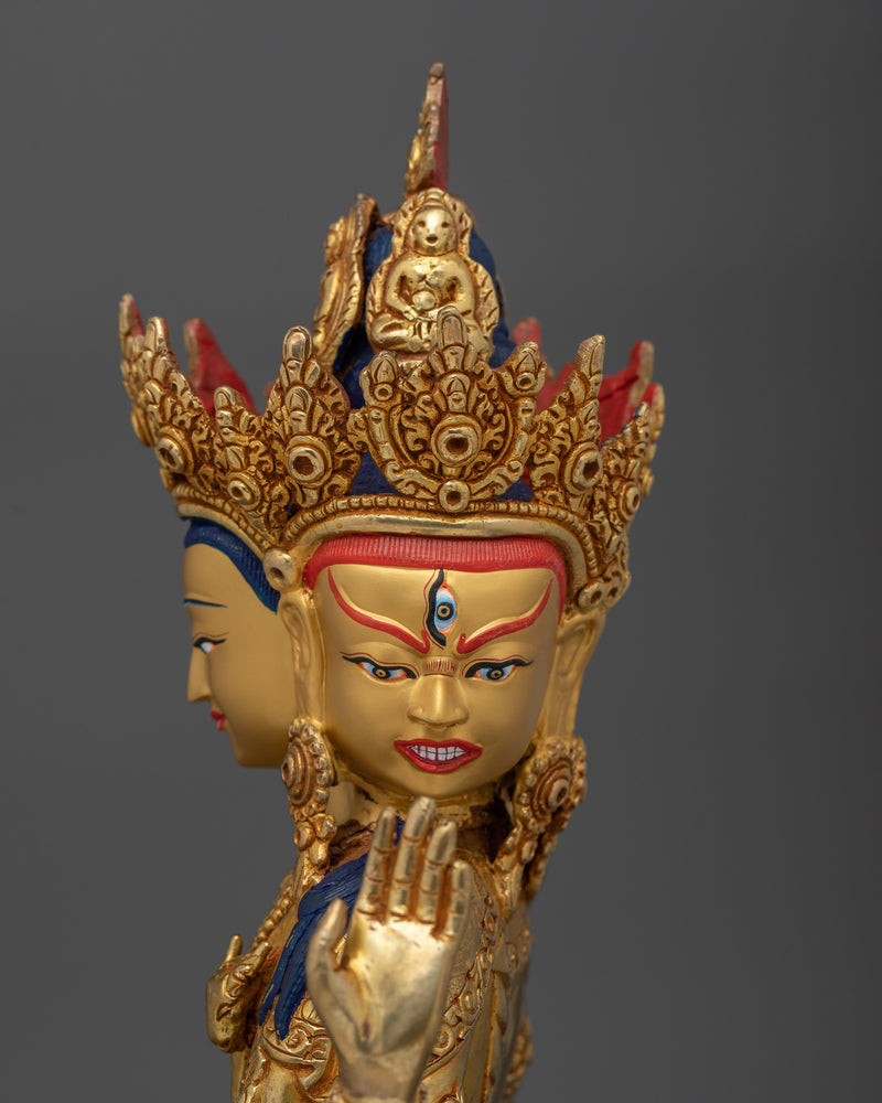 Spiritual Amoghapasha Statue | 24K Gold Gilded Copper Body