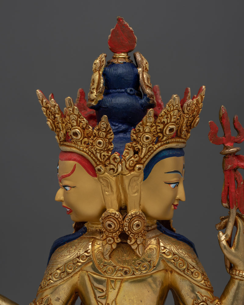 Sacred Amoghapasha and Jigme Lingpa | 24K Gold Gilded Copper Statue