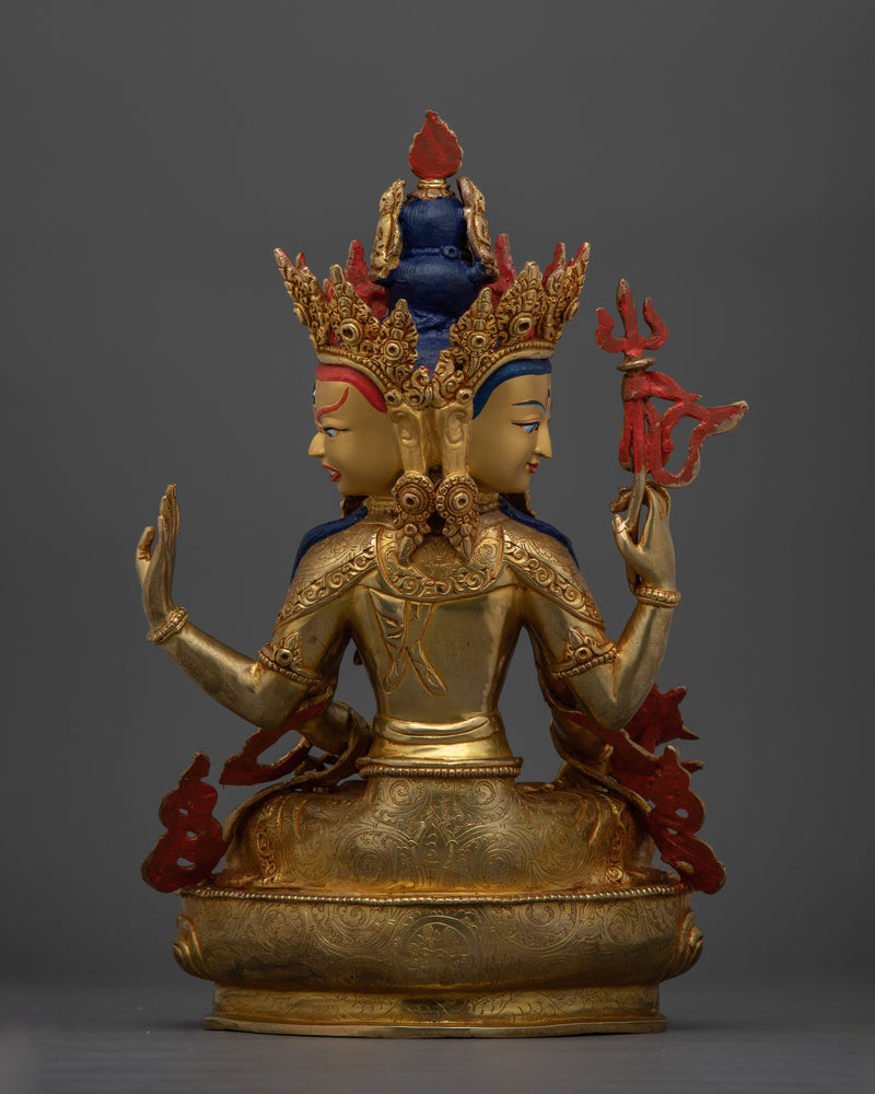 Sacred Amoghapasha and Jigme Lingpa | 24K Gold Gilded Copper Statue