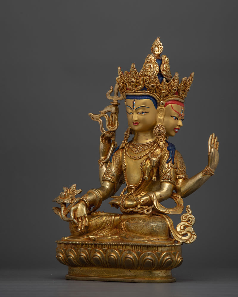 Sacred Amoghapasha and Jigme Lingpa | 24K Gold Gilded Copper Statue