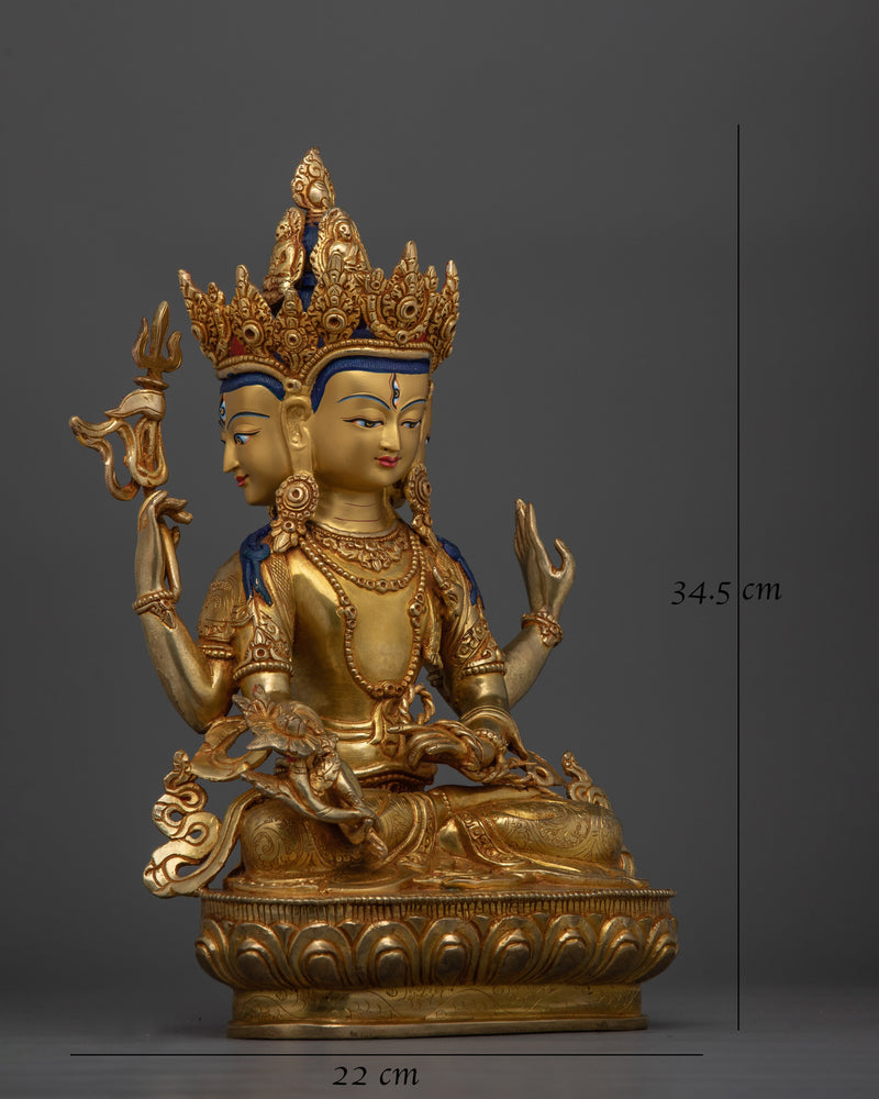 Sacred Amoghapasha and Jigme Lingpa | 24K Gold Gilded Copper Statue