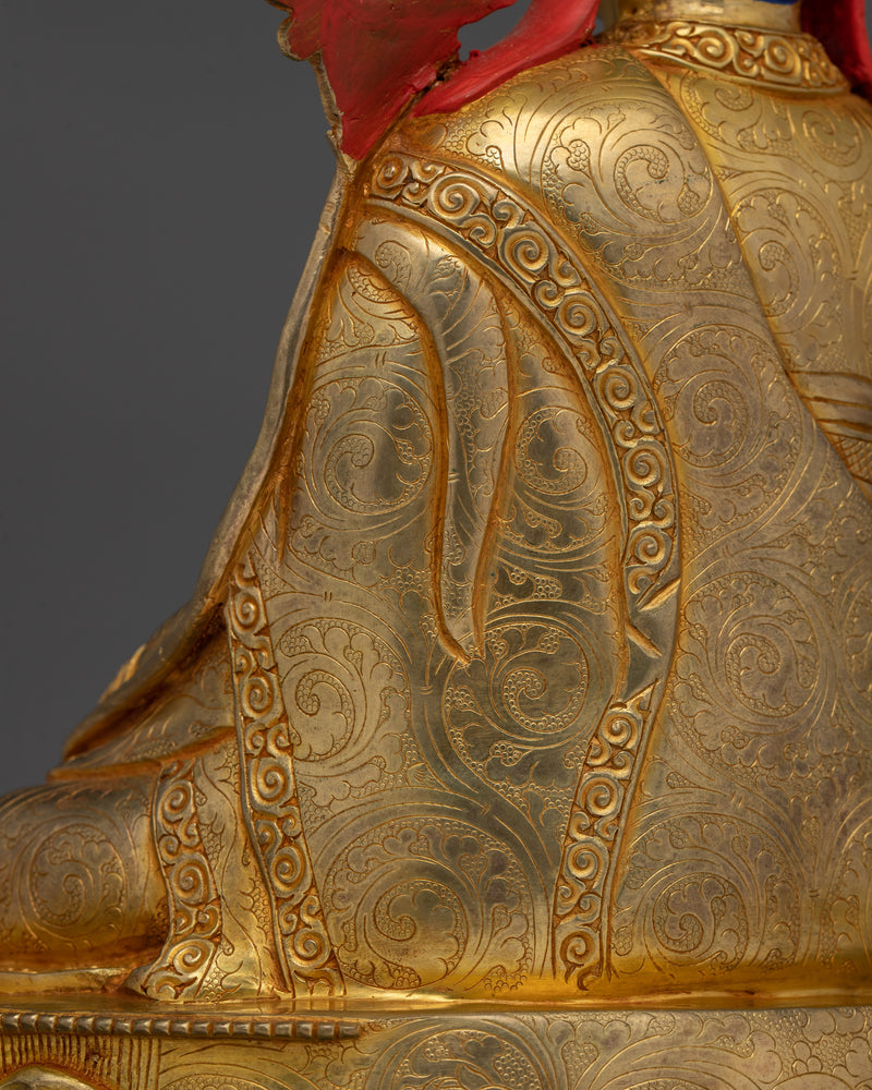 Buddhist Master Longchenpa | 24K Gold Gilded Copper Statue