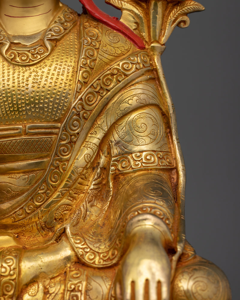 Buddhist Master Longchenpa | 24K Gold Gilded Copper Statue