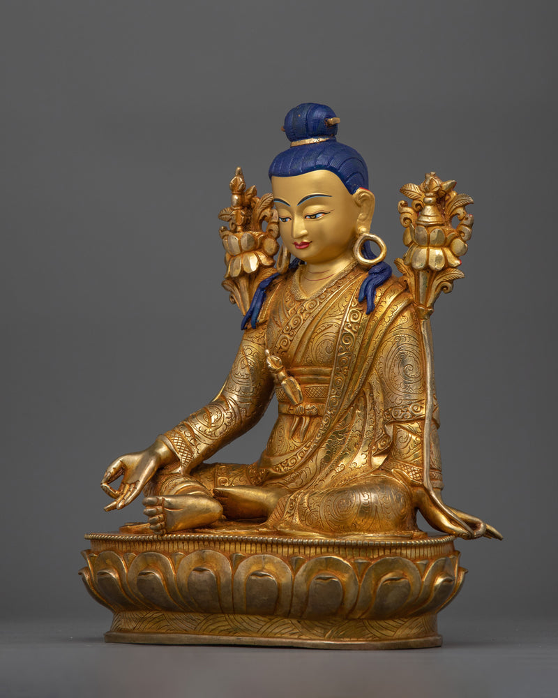 Sacred Amoghapasha and Jigme Lingpa | 24K Gold Gilded Copper Statue