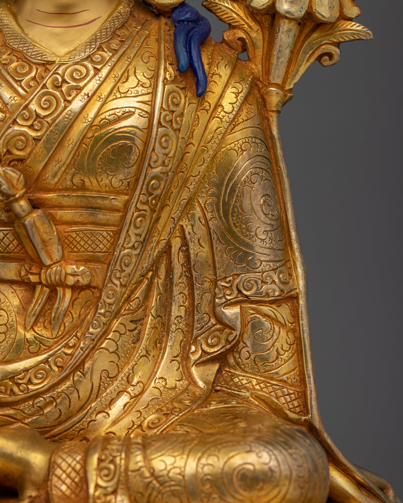 Handmade Jigme Lingpa Sculpture | 24K Gold Gilded Copper Statue