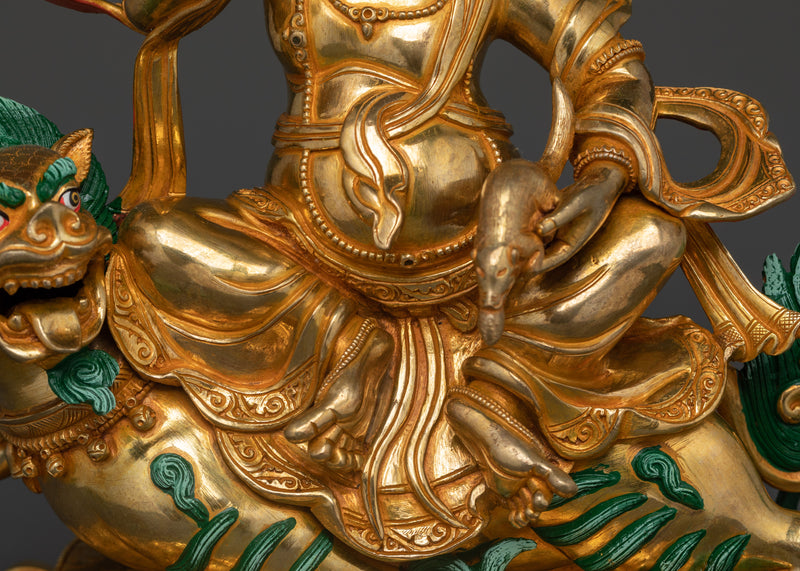 Handmade Namtoshe Statue | 24K Gold Gilded Tibetan Wealth Deity Statue