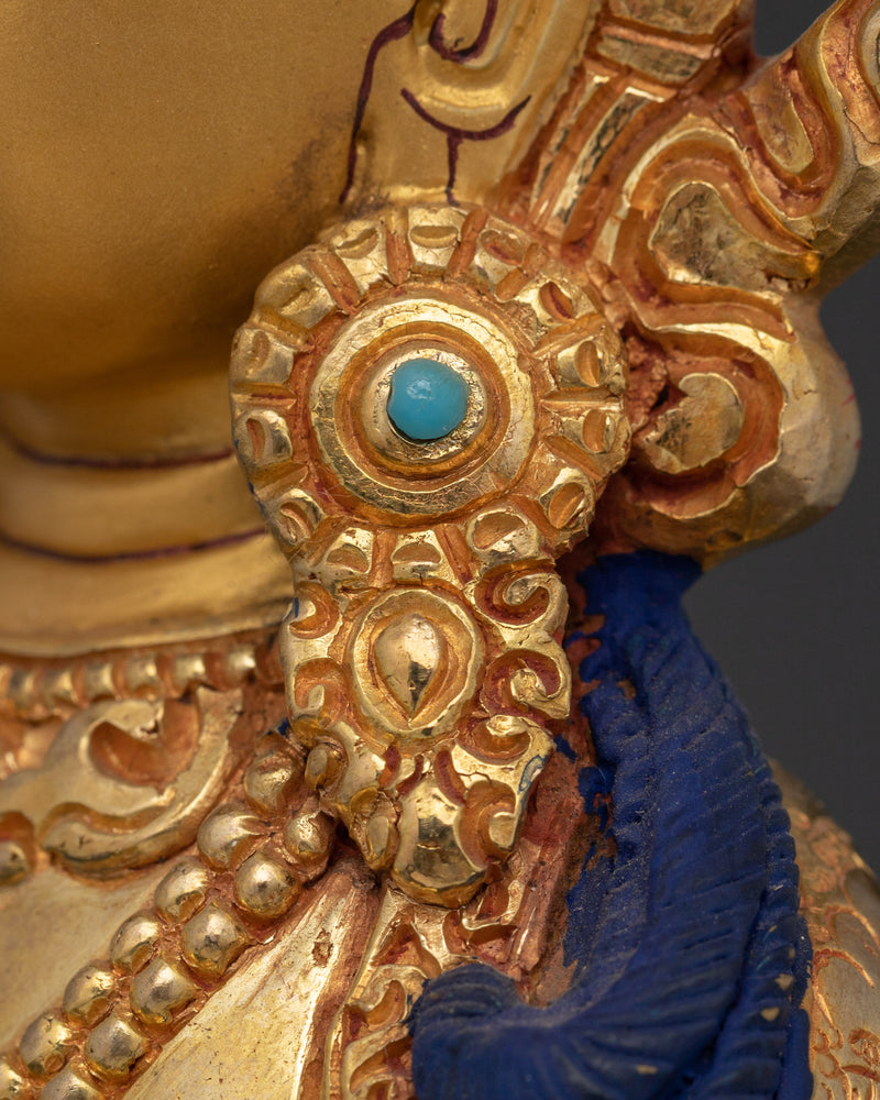 An Elegant Amitayus Deity | 24K Gold Gilded Tibetan Copper Statue