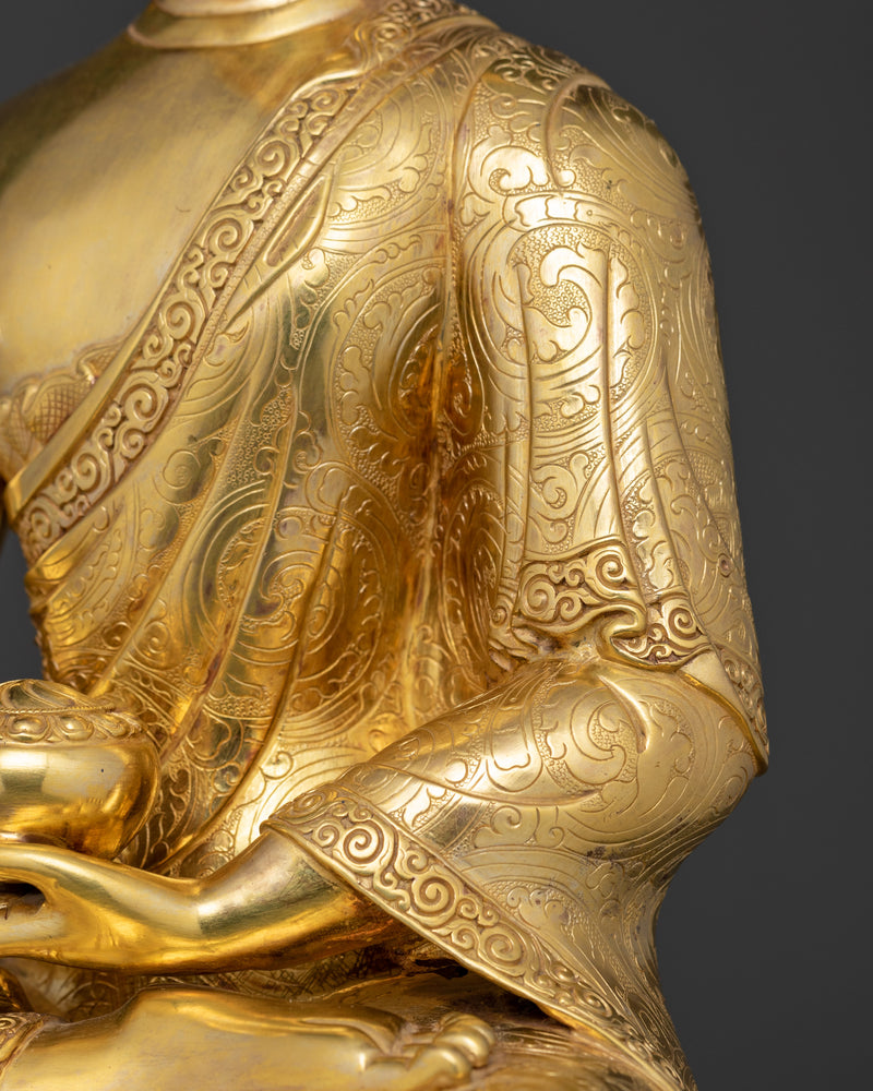 Shakyamuni Dharma Buddha Statue | 24K Gold Gilded Tibetan Copper Art