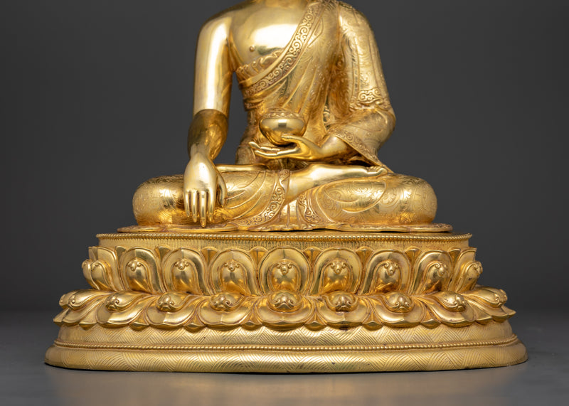 Shakyamuni Dharma Buddha Statue | 24K Gold Gilded Tibetan Copper Art