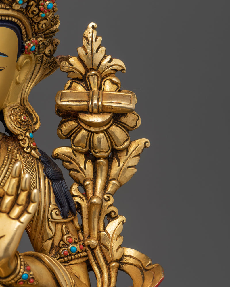 Statue of Manjushri Bodhisattva | 24K Gold Gilded Copper Art