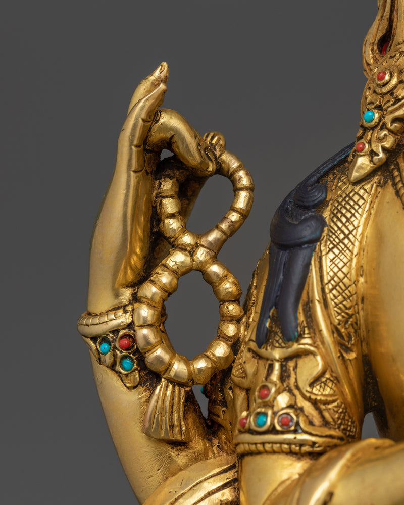 Tibetan Chenrezig Sculpture | 24K Gold Gilded Serene Art