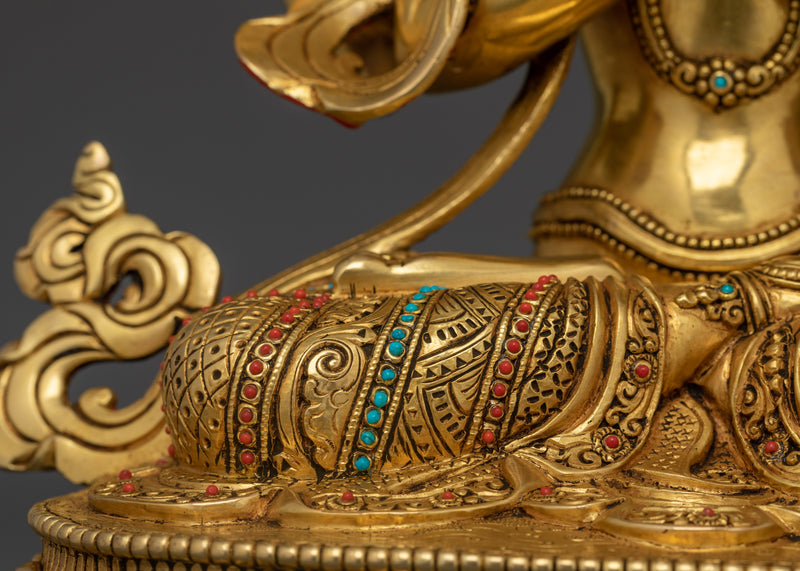 Tibetan Chenrezig Sculpture | 24K Gold Gilded Serene Art