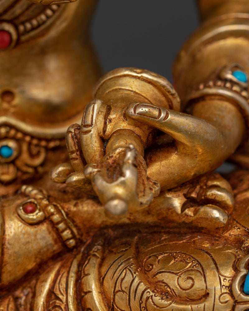 Handcarved Vajrasattva Statue | 24K Gold Gilded Buddha