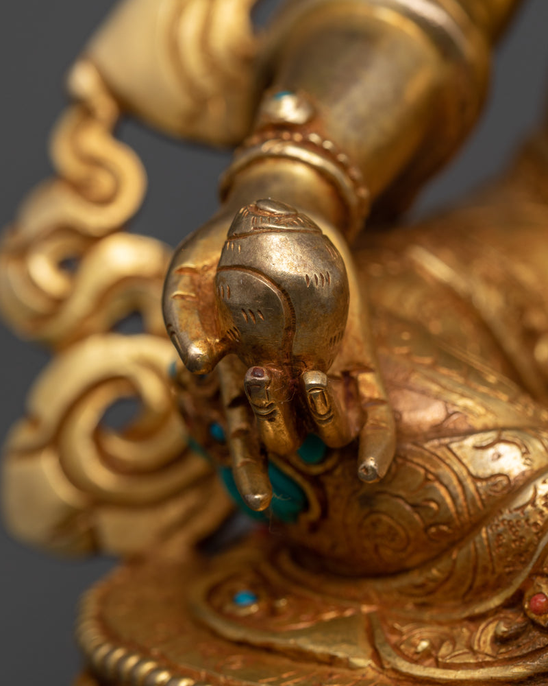 8.9-Inch Dzambhala Wealth Buddha Sculpture | 24K Gold Gilded Statue