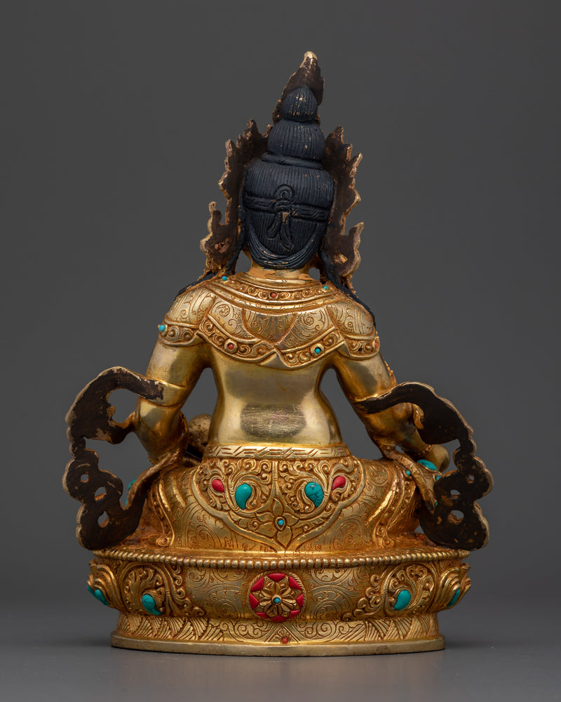 8.9-Inch Dzambhala Wealth Buddha Sculpture | 24K Gold Gilded Statue