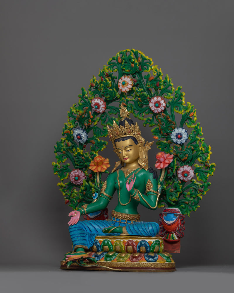 26.8-Inch Protective Green Tara Statue | Sympathetic Buddha