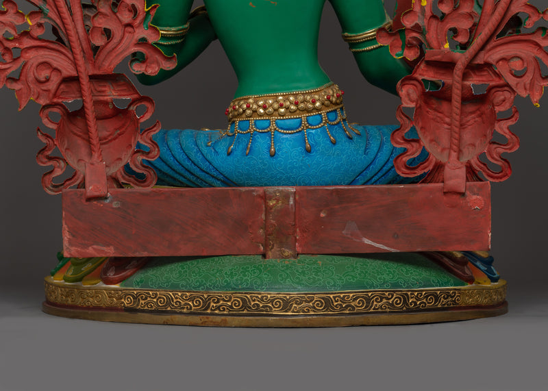 26.8-Inch Protective Green Tara Statue | Sympathetic Buddha