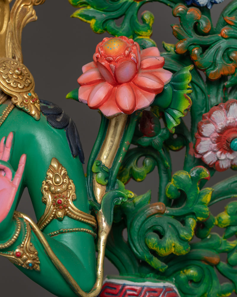 26.8-Inch Protective Green Tara Statue | Sympathetic Buddha