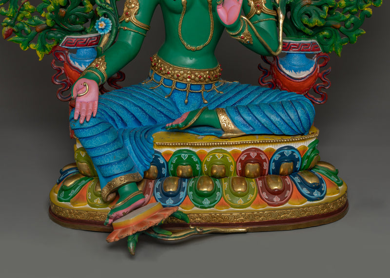 26.8-Inch Protective Green Tara Statue | Sympathetic Buddha