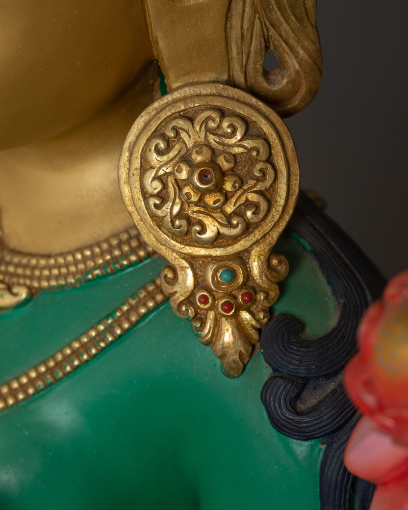 26.8-Inch Protective Green Tara Statue | Sympathetic Buddha