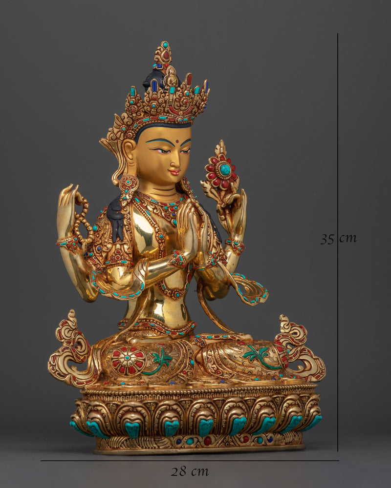 Sacred Mantra of Chenrezig Practice Statue