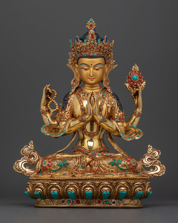 Sacred Mantra of Chenrezig Practice Statue