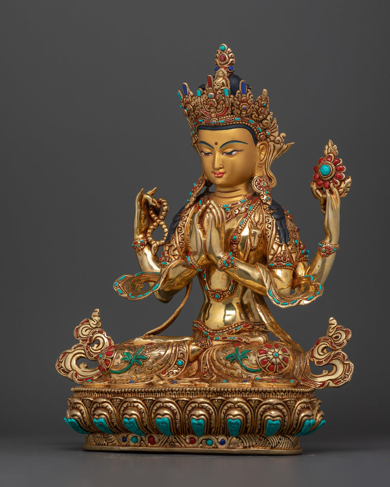 Sacred Mantra of Chenrezig Practice Statue | Spiritual Home Decor for Inner Peace