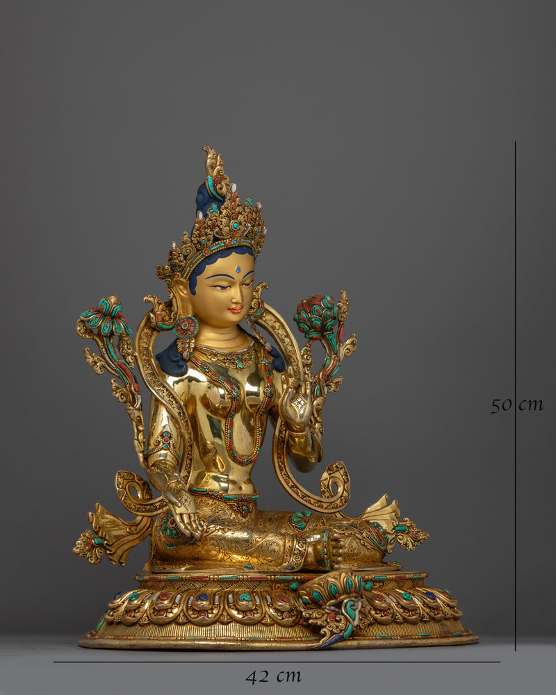 Buddhist Goddess Green Tara Mantra Practice Statue