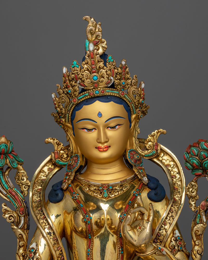 Buddhist Goddess Green Tara Mantra Practice Statue | A Beautiful Icon of Compassion