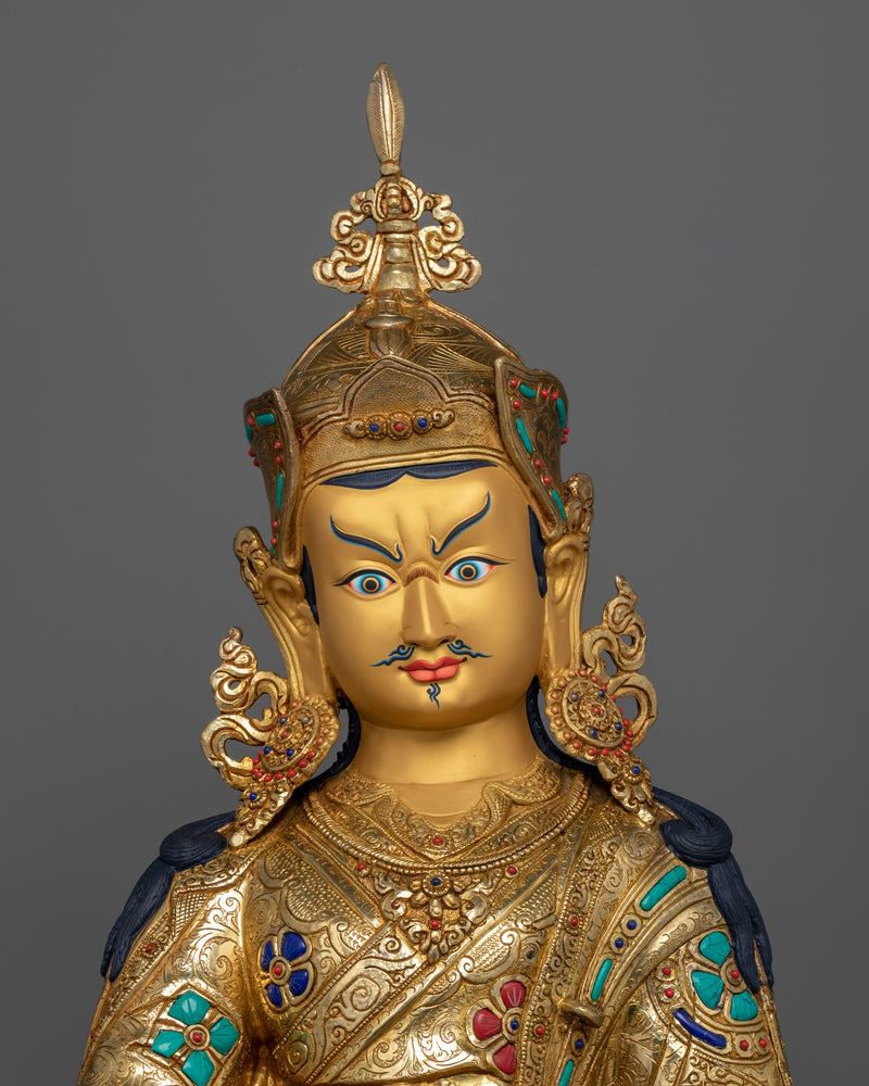 Guru Rinpoche Seven Line Prayer Statue | Tibetan Buddhist Master Sculpture