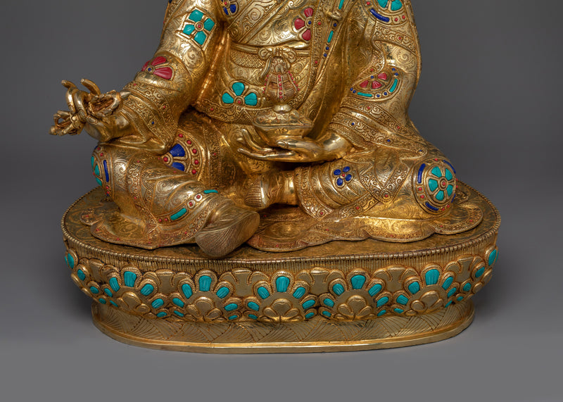 Guru Rinpoche Seven Line Prayer Statue | Tibetan Buddhist Master Sculpture