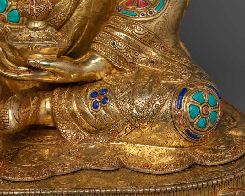 Guru Rinpoche Seven Line Prayer Statue | Tibetan Buddhist Master Sculpture