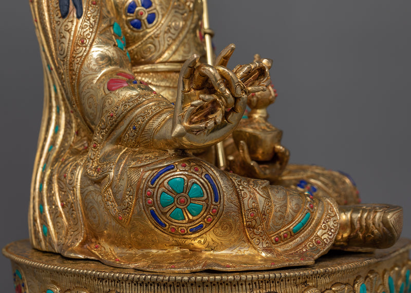 Guru Rinpoche Seven Line Prayer Statue | Tibetan Buddhist Master Sculpture