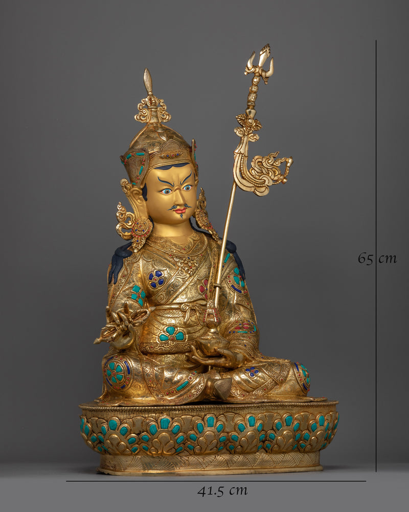 Guru Rinpoche Seven Line Prayer Statue | Tibetan Buddhist Master Sculpture