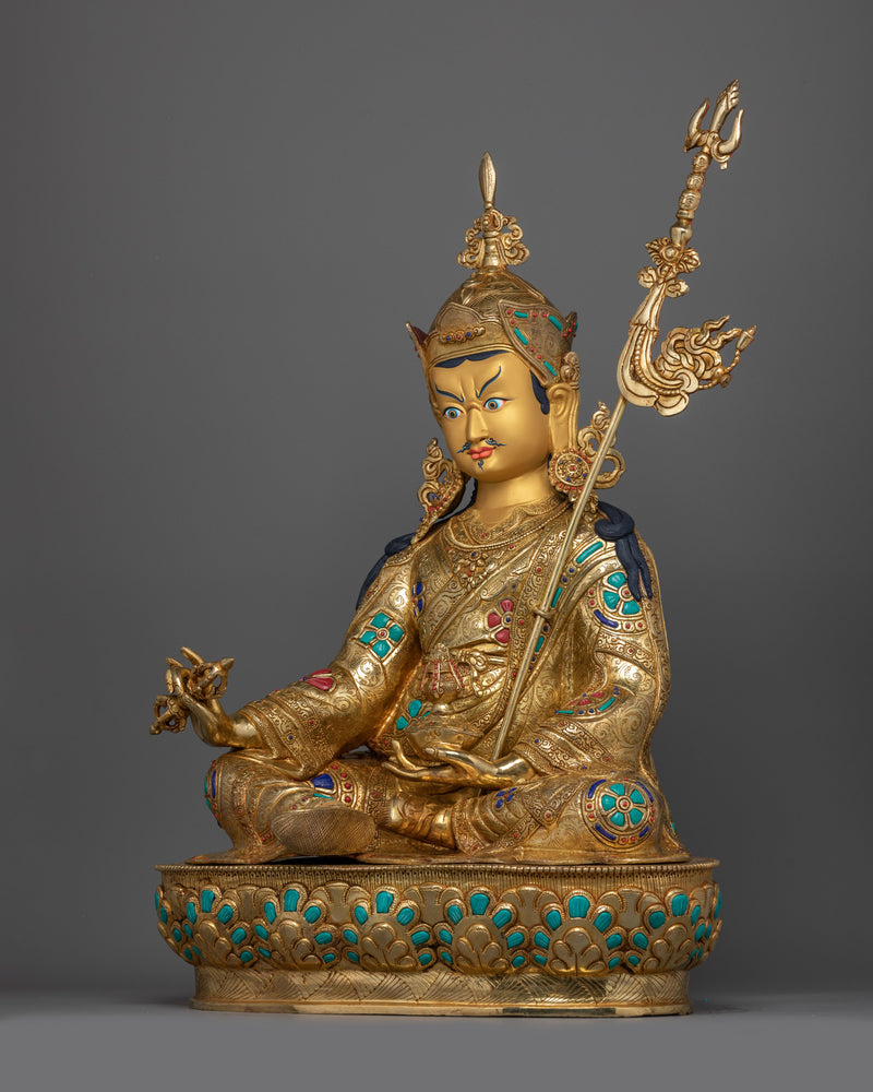 Guru Rinpoche Seven Line Prayer Statue | Tibetan Buddhist Master Sculpture